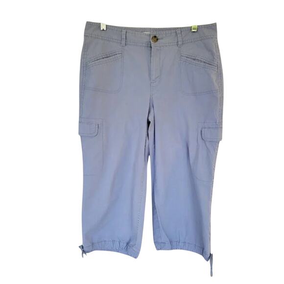 Dockers Utility Cropped Pants Light Blue Women Size 10 Drawstring Cotton Blend - Picture 1 of 10
